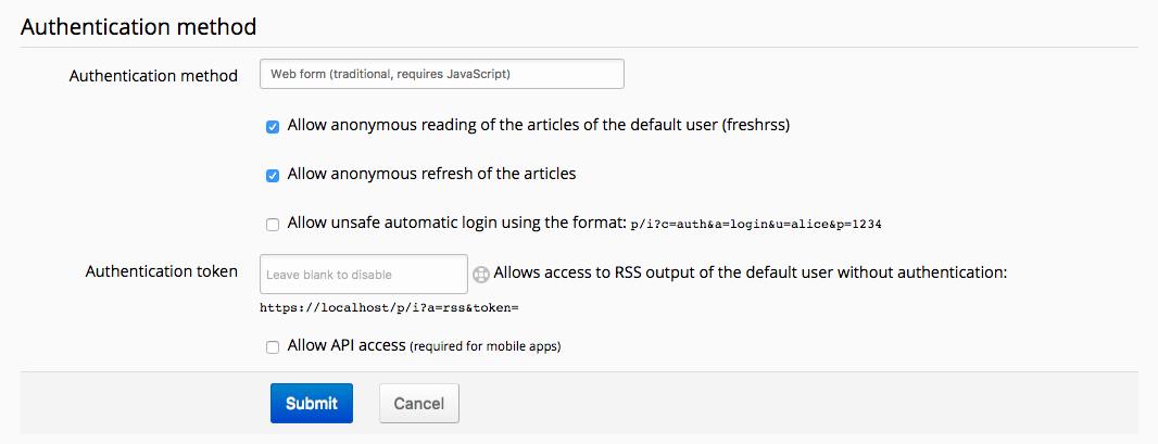 Anonymous access configuration